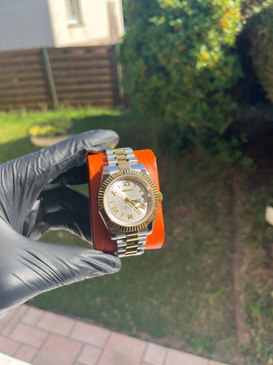 Seiko Mod Datejust White Gold Roman