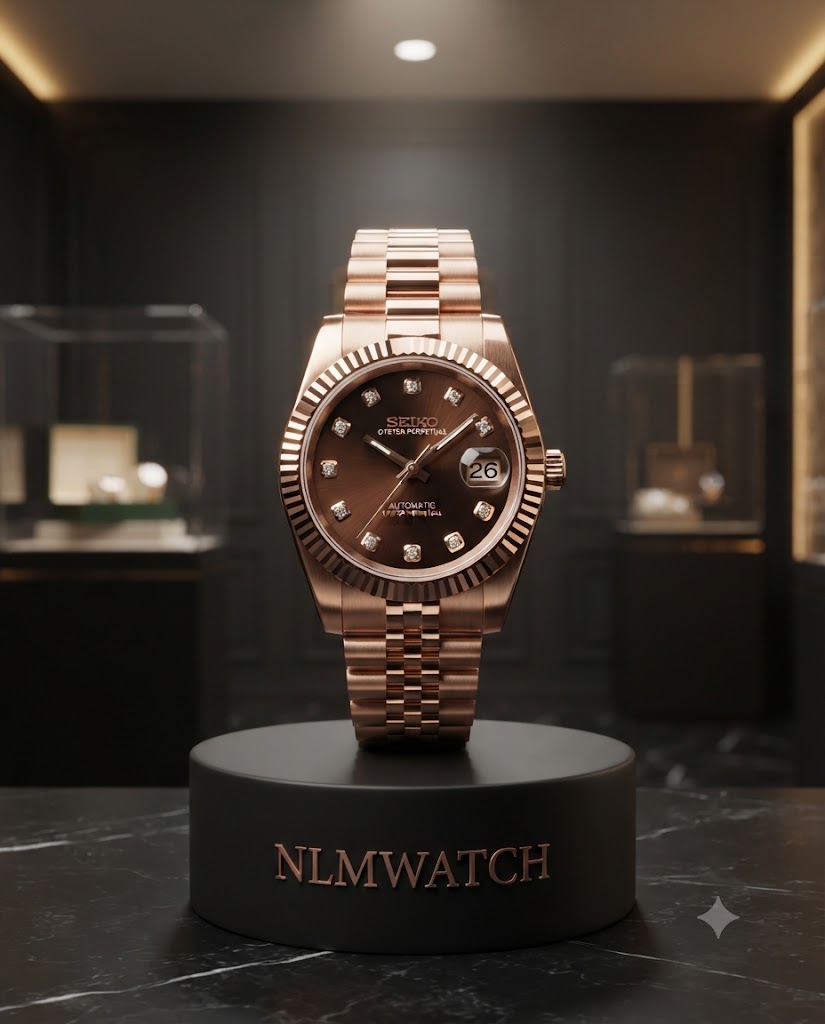Seiko Mod Datejust Rose Gold Brown