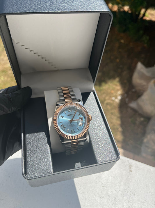 Seiko Mod Datejust Sky Blue Roman