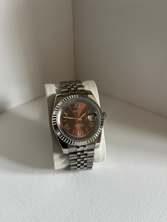 Seiko Mod Datejust Brown Roman Dial