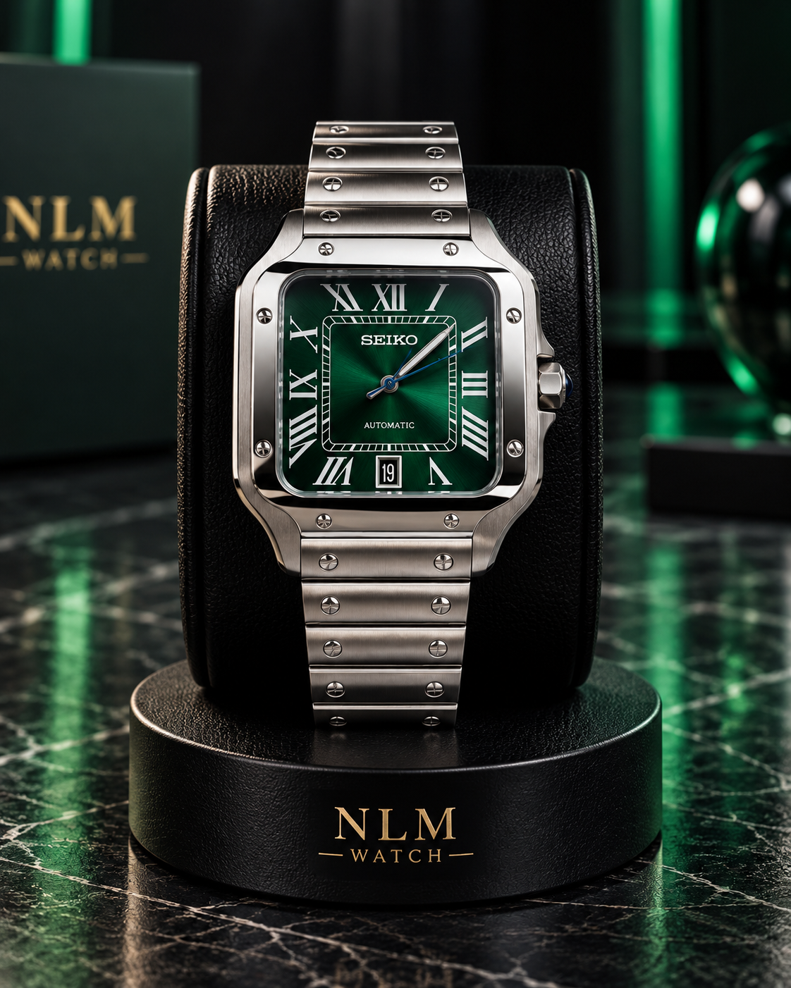 Seiko Mod Santos Green Silver