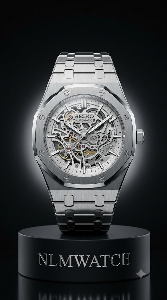 Seiko Mod Royal Oak Skeleton Silver
