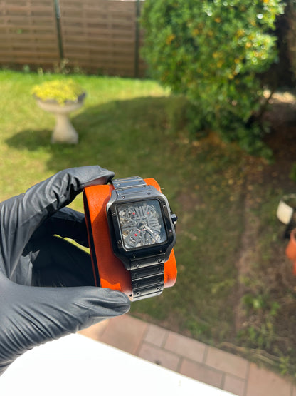 Seiko Mod Santos Skeleton Full Black