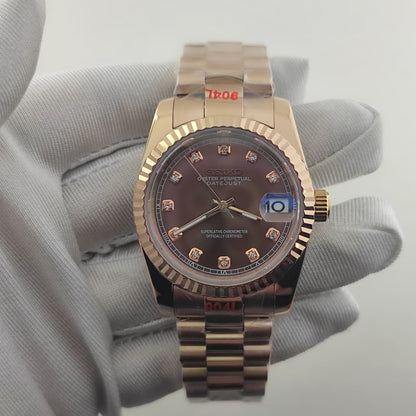 Seiko Mod Datejust Rose Gold Brown