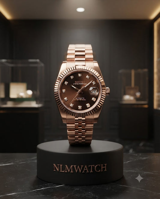 Seiko Mod Datejust Rose Gold Brown