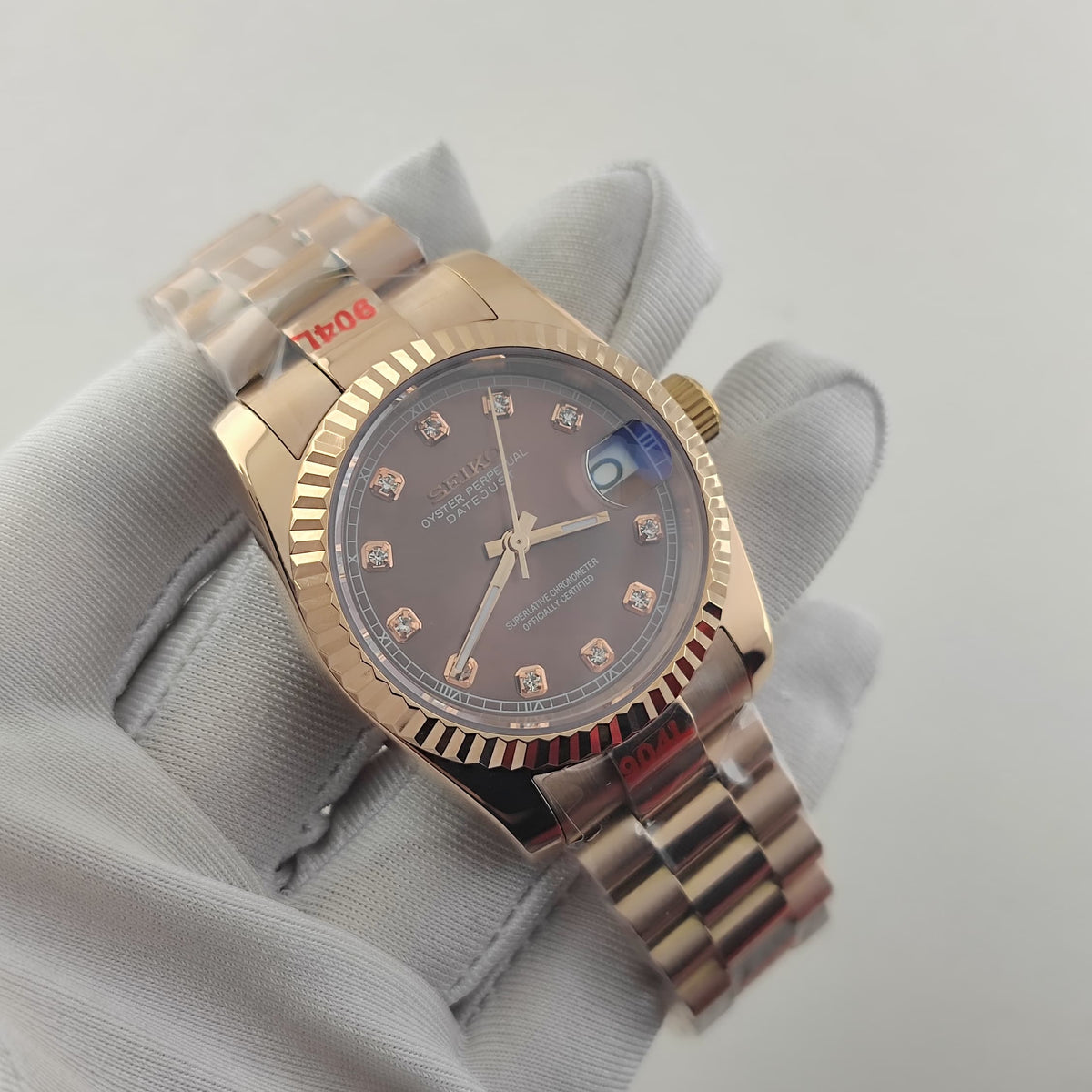 Seiko Mod Datejust Rose Gold Brown
