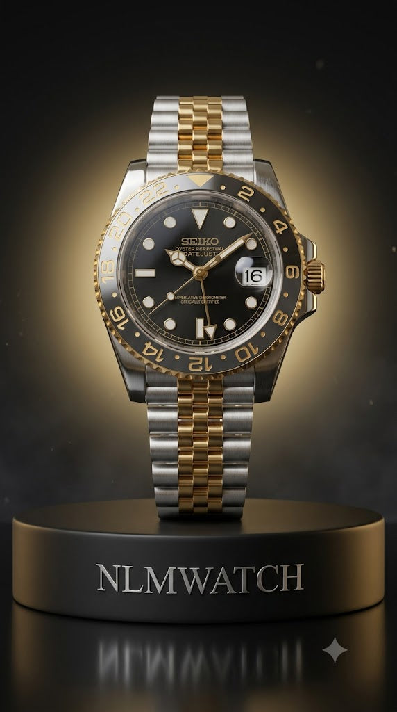 Seiko Mod GMT Master Two Tone Oyster Silver & Gold