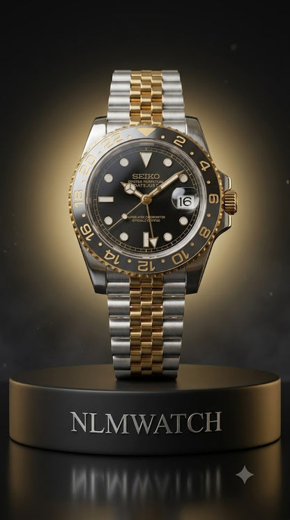 Seiko Mod GMT Master Two Tone Oyster Silver & Gold