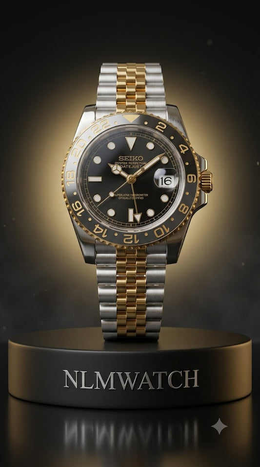 Seiko Mod GMT Master Two Tone Oyster Silver & Gold