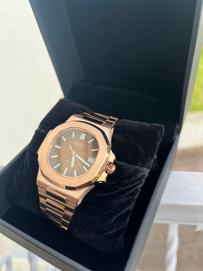 Seiko Mod Nautilus Rose Gold