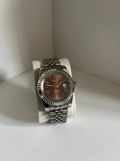 Seiko Mod Datejust Brown Roman Dial
