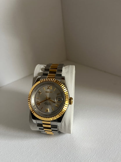 Seiko Mod Datejust White Gold Roman