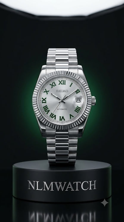 Seiko Mod Datejust Wimbledon Silver Dial