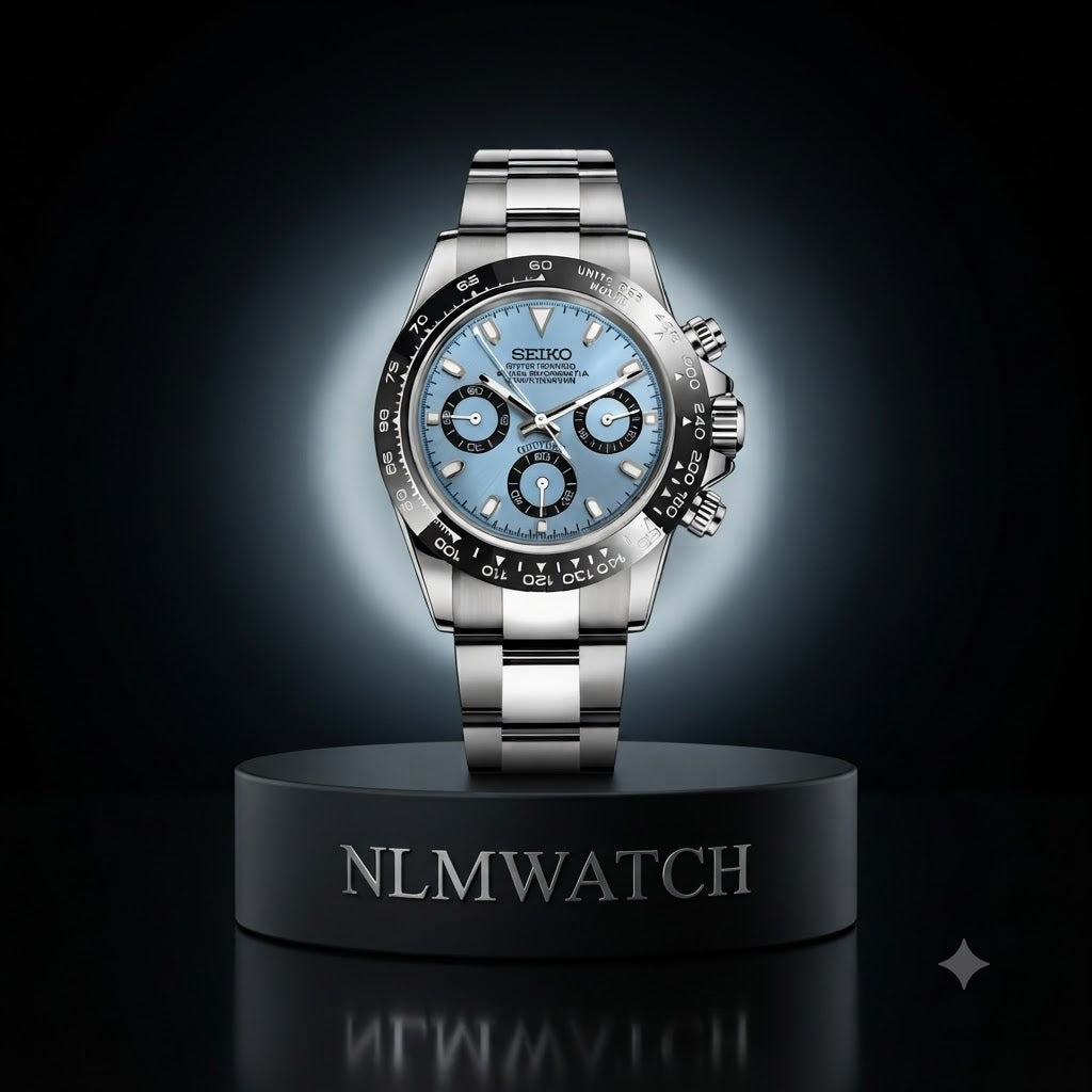 Seiko Mod Daytona Platinum Ice Blue