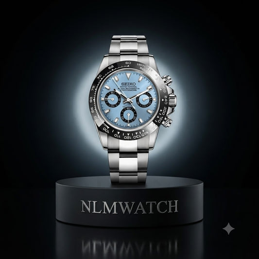 Seiko Mod Daytona Platinum Ice Blue