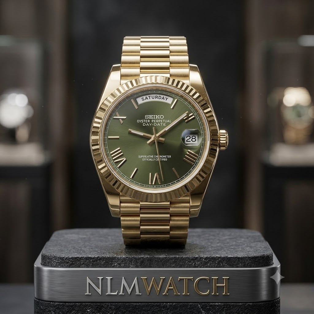 Seiko Mod Day-Date Olive Green Gold