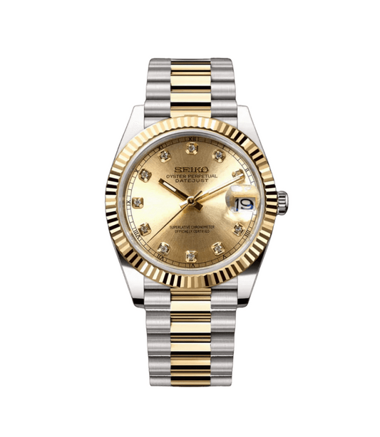 Seiko Mod Datejust Gold Two-Tone Diamond
