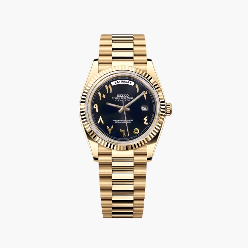 Seiko Mod Day-Date Black Arabic Gold