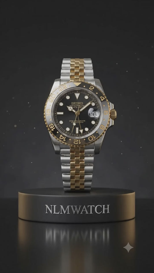 Seiko Mod GMT Master Two Tone Oyster Silver & Gold